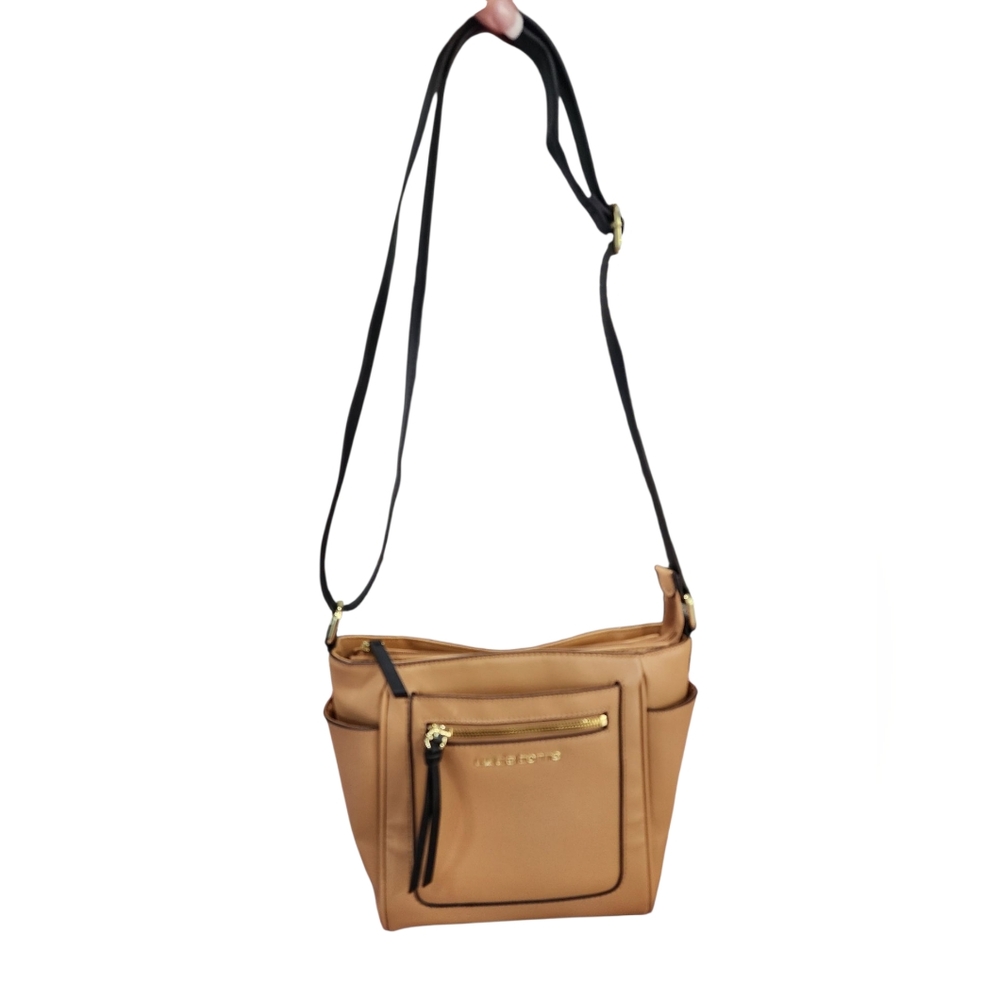LIZ CLAIBORNE Lola Camel Black Crossbody Bag NWOT
